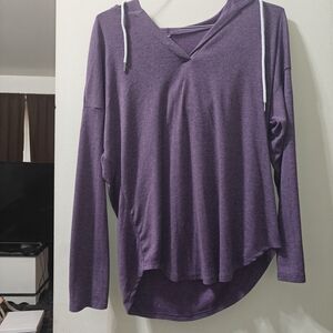 Women’s Lightweight Purple Hooded V-Neck Top